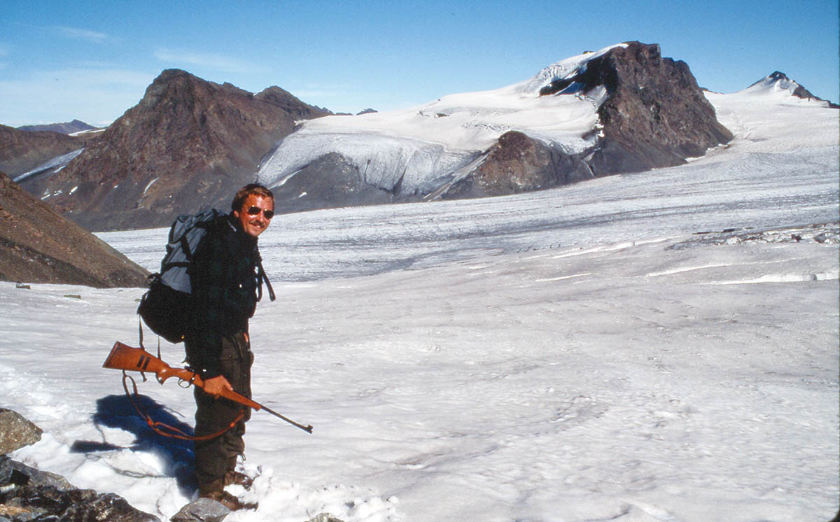 Wieland in Alaska in 1990, hunting Dall sheep in the Chugach Mountains. The rifle is a Parker-Hale Lightweight, in 6.5x55 Swedish, built on a Santa Barbara Mauser action.